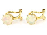 Multi-Color Ethiopian Opal 18k Yellow Gold Over Silver October Birthstone Clip-On Earrings 1.31ctw