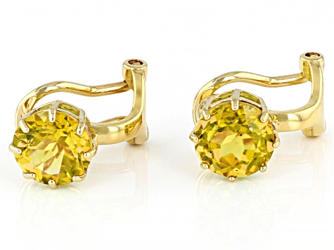 Yellow Brazilian Citrine 18k Yellow Gold Over Silver November Birthstone Clip-On Earrings 2.21ctw