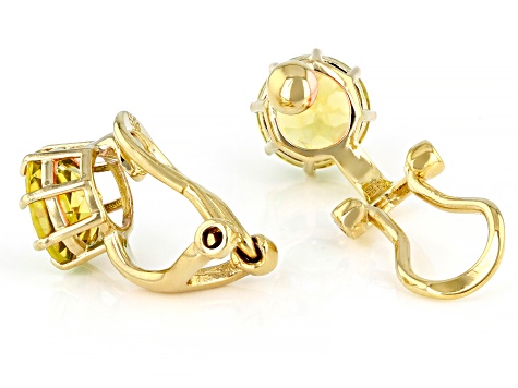 Yellow Brazilian Citrine 18k Yellow Gold Over Silver November Birthstone Clip-On Earrings 2.21ctw