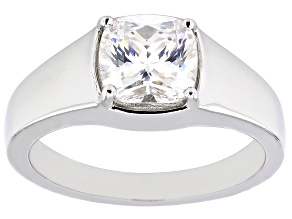White Strontium Titanate Rhodium Over Sterling Silver Solitaire Ring 3.25ct
