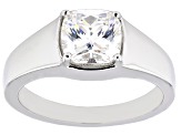 White Strontium Titanate Rhodium Over Sterling Silver Solitaire Ring 3.25ct