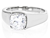 White Strontium Titanate Rhodium Over Sterling Silver Solitaire Ring 3.25ct