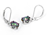 Mystic Fire® Green Topaz Rhodium Over Sterling Silver Solitaire Dangle Earrings 3.10ctw