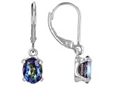 Mystic Fire® Blue Topaz Rhodium Over Sterling Silver Dangle Solitaire Earrings 3.10ctw