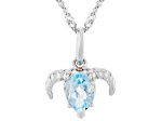 Sky Blue Topaz Rhodium Over Sterling Silver Capricorn Birthstone Pendant With Chain 0.81ct