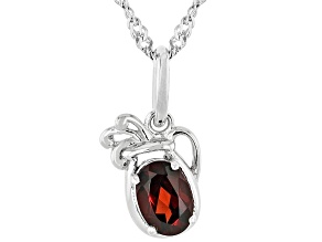 Red Garnet Rhodium Over Sterling Silver Aquarius Birthstone Pendant With Chain 0.81ct