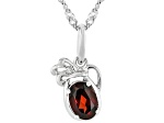 Red Garnet Rhodium Over Sterling Silver Aquarius Birthstone Pendant With Chain 0.81ct