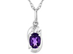 Purple Amethyst Rhodium Over Sterling Silver Pisces Birthstone Pendant With Chain 0.64ct