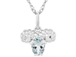 Blue Aquamarine Rhodium Over Sterling Silver Aries Birthstone Pendant With Chain 0.60ct
