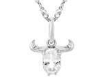 White Zircon Rhodium Over Sterling Silver Taurus Birthstone Pendant With Chain 1.13ct