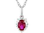 Red Lab Created Ruby Rhodium Over Sterling Silver Leo Birthstone Pendant With Chain 0.81ct