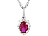 Red Lab Created Ruby Rhodium Over Sterling Silver Leo Birthstone Pendant With Chain 0.81ct