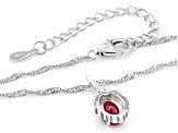 Red Lab Created Ruby Rhodium Over Sterling Silver Leo Birthstone Pendant With Chain 0.81ct