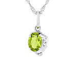 Green Peridot Rhodium Over Sterling Silver Virgo Birthstone