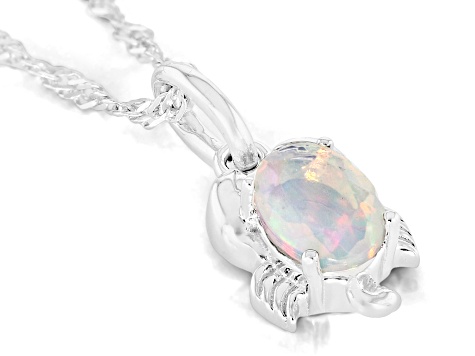 ［めぐ］Sepiatone VI op.#5 Multi Color Ethiopian Opal Rhodium Over Sterling Silver
