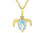 Sky Blue Topaz 18k Yellow Gold Over Sterling Silver Capricorn Birthstone Pendant With Chain 0.81ct