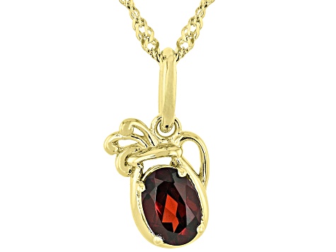Red Garnet 18k Yellow Gold Over Sterling Silver Aquarius Birthstone Pendant With Chain 0.81ct