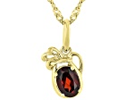 Red Garnet 18k Yellow Gold Over Sterling Silver Aquarius Birthstone Pendant With Chain 0.81ct