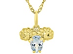 Blue Aquamarine 18k Yellow Gold Over Sterling Silver Aries Birthstone Pendant With Chain 0.60ct