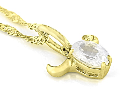 White Zircon 18k Yellow Gold Over Sterling Silver Taurus Birthstone Pendant With Chain 1.04ct