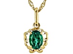 Green Lab Created Emerald 18k Yellow Gold Over Silver Gemini Birthstone Pend With Chain 0.60ct