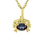 Blue Lab Created Alexandrite 18k Yellow Gold Over Silver Cancer Birthstone Pend With Chain 0.73ct