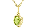Green Peridot 18k Yellow Gold Over Sterling Silver Virgo Birthstone Pendant With Chain 0.72ct
