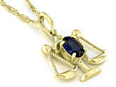 Blue Lab Created Sapphire 18k Yellow Gold Over Silver Libra Birthstone Pendant W/Chain .71ct