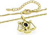 Blue Lab Created Sapphire 18k Yellow Gold Over Silver Libra Birthstone Pendant W/Chain .71ct