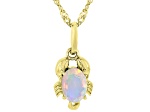 White Ethiopian Opal 18k Yellow Gold Over Sterling Silver Scorpio Birthstone Pendant W/Chain 0.38ct