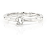 Rhodium Over Sterling Silver 5x3mm Oval Center Solitaire Semi-Mount Ring