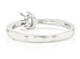 Rhodium Over Sterling Silver 5x3mm Oval Center Solitaire Semi-Mount Ring