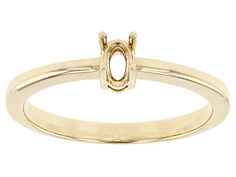 10K Yellow Gold 5x3mm Oval Center Solitaire Semi-Mount Ring