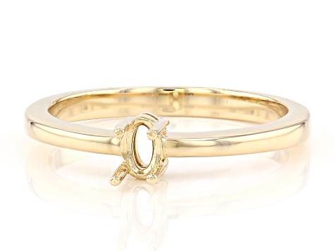 10K Yellow Gold 5x3mm Oval Center Solitaire Semi-Mount Ring