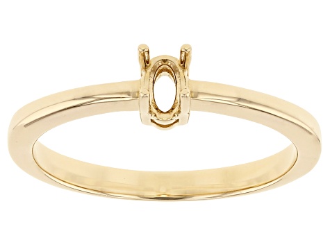 14K Yellow Gold 5x3mm Oval Center Solitaire Semi-Mount Ring