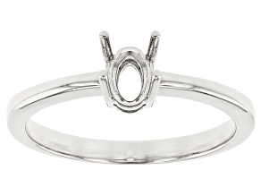 Rhodium Over Sterling Silver 6x4mm Oval Center Solitaire Semi-Mount Ring