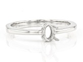 Rhodium Over Sterling Silver 6x4mm Oval Center Solitaire Semi-Mount Ring