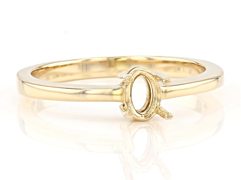 10K Yellow Gold 6x4mm Oval Center Solitaire Semi-Mount Ring