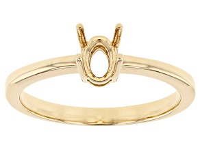 14K Yellow Gold 6x4mm Oval Center Solitaire Semi-Mount Ring