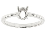 Rhodium Over Sterling Silver 7x5mm Oval Center Solitaire Semi-Mount Ring