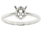 Rhodium Over Sterling Silver 8x6mm Oval Solitaire Semi-Mount Ring