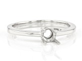 Rhodium Over Sterling Silver 5mm Round Solitaire Semi-Mount Ring