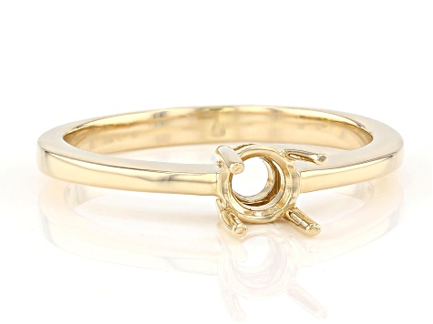 10K Yellow Gold 5mm Round Solitaire Semi-Mount Ring