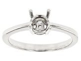 Rhodium Over Sterling Silver 6mm Round Solitaire Semi-Mount Ring