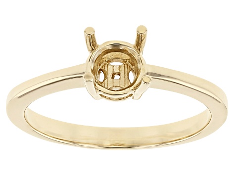 10K Yellow Gold 6mm Round Solitaire Semi-Mount Ring