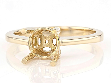 10K Yellow Gold 8mm Round Solitaire Semi-Mount Ring