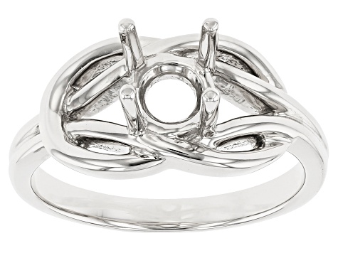 Rhodium Over Sterling Silver 6mm Round Solitaire Semi-Mount Ring