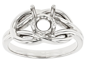 Rhodium Over Sterling Silver 6mm Round Solitaire Semi-Mount Ring