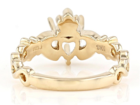 10k Yellow Gold 6mm Heart Solitaire Claddagh Semi-Mount Ring