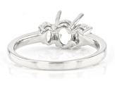 Rhodium Over Sterling Silver 7x5mm Oval With 0.60ctw Oval White Zircon Semi-Mount Ring